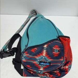 Kavu Paxton Blue and Red Patterned Sling Bag